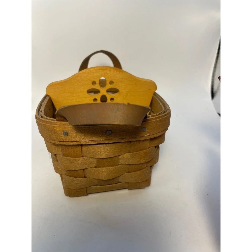 Longaberger Small Basket With Leather Handles and Divider 1995 Rectangle 7